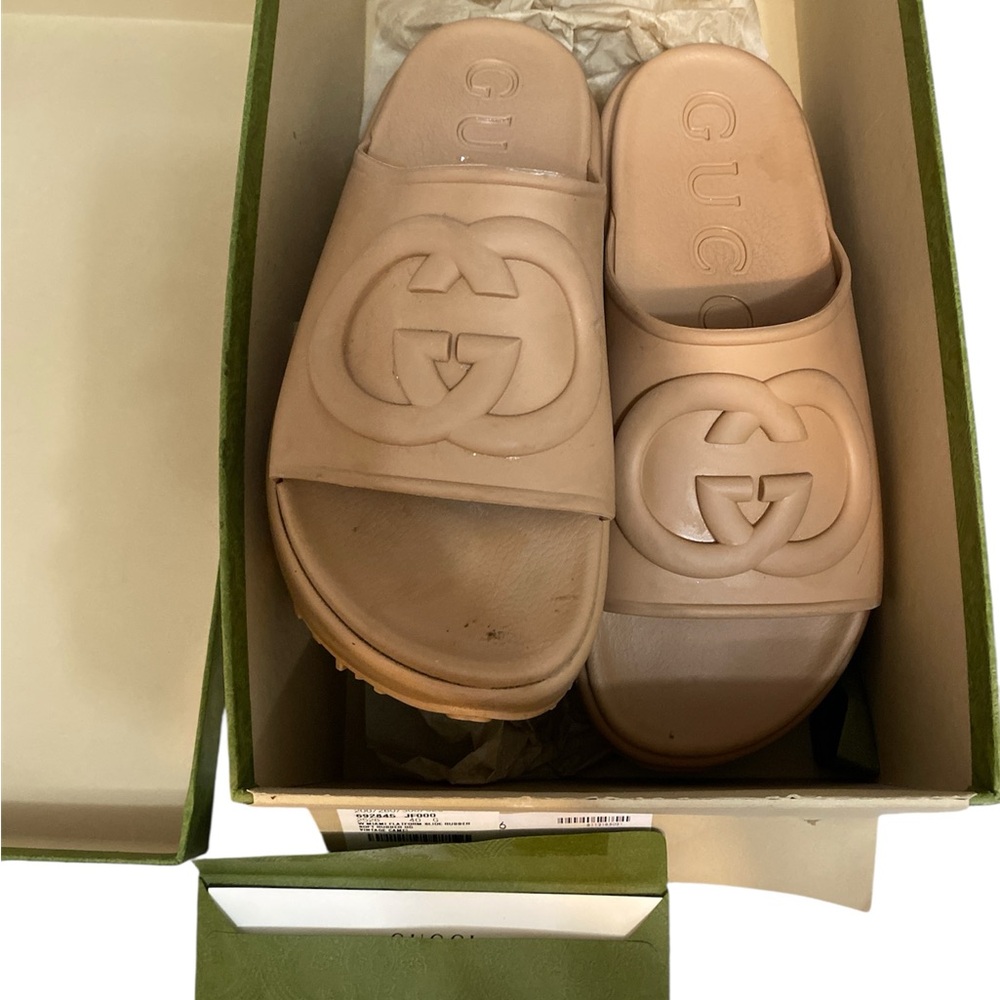 Gucci Nude Pink Logo Slide Sandals